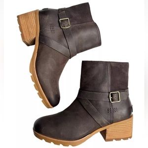 Sorel Cate Women’s Buckle Brown Leather Boots Size 9.5